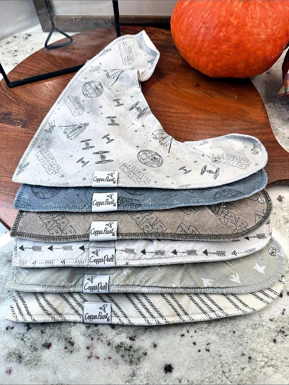 Copper Pearl Star Wars Bandana Bib Set Gray & White